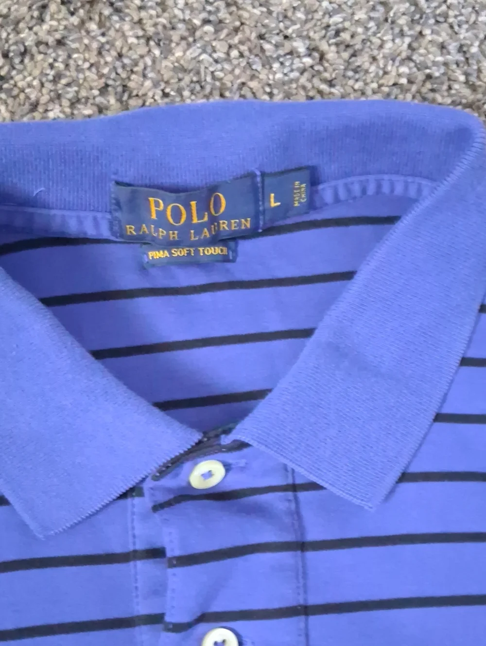 Polo Ralph Lauren Pima Soft Touch Striped Polo Shirt Blue Black Large